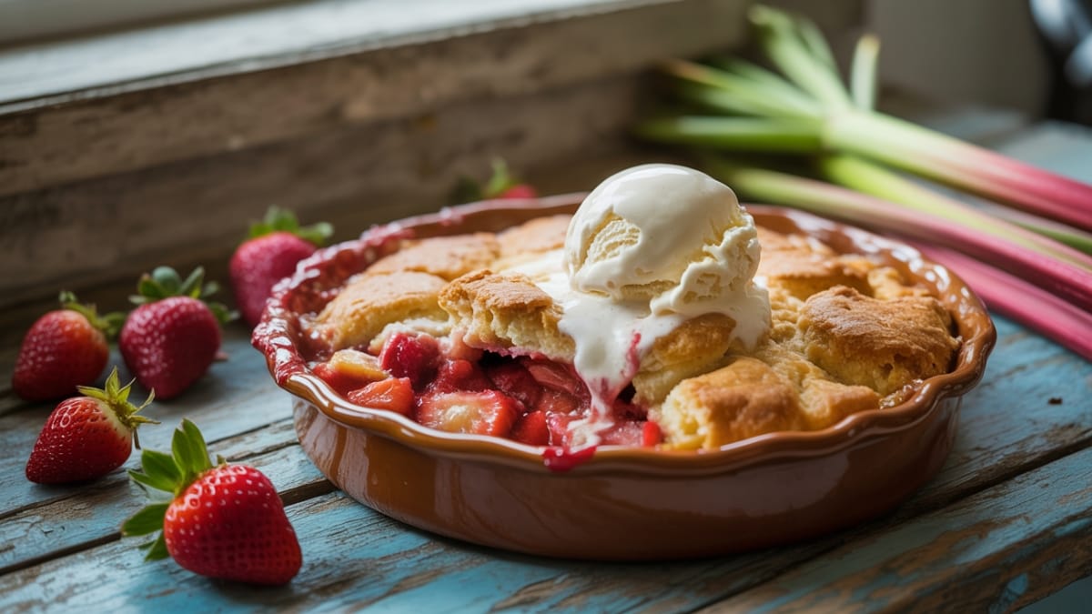Perfect Summer Strawberry Rhubarb Cobbler You'll Make Again and Again