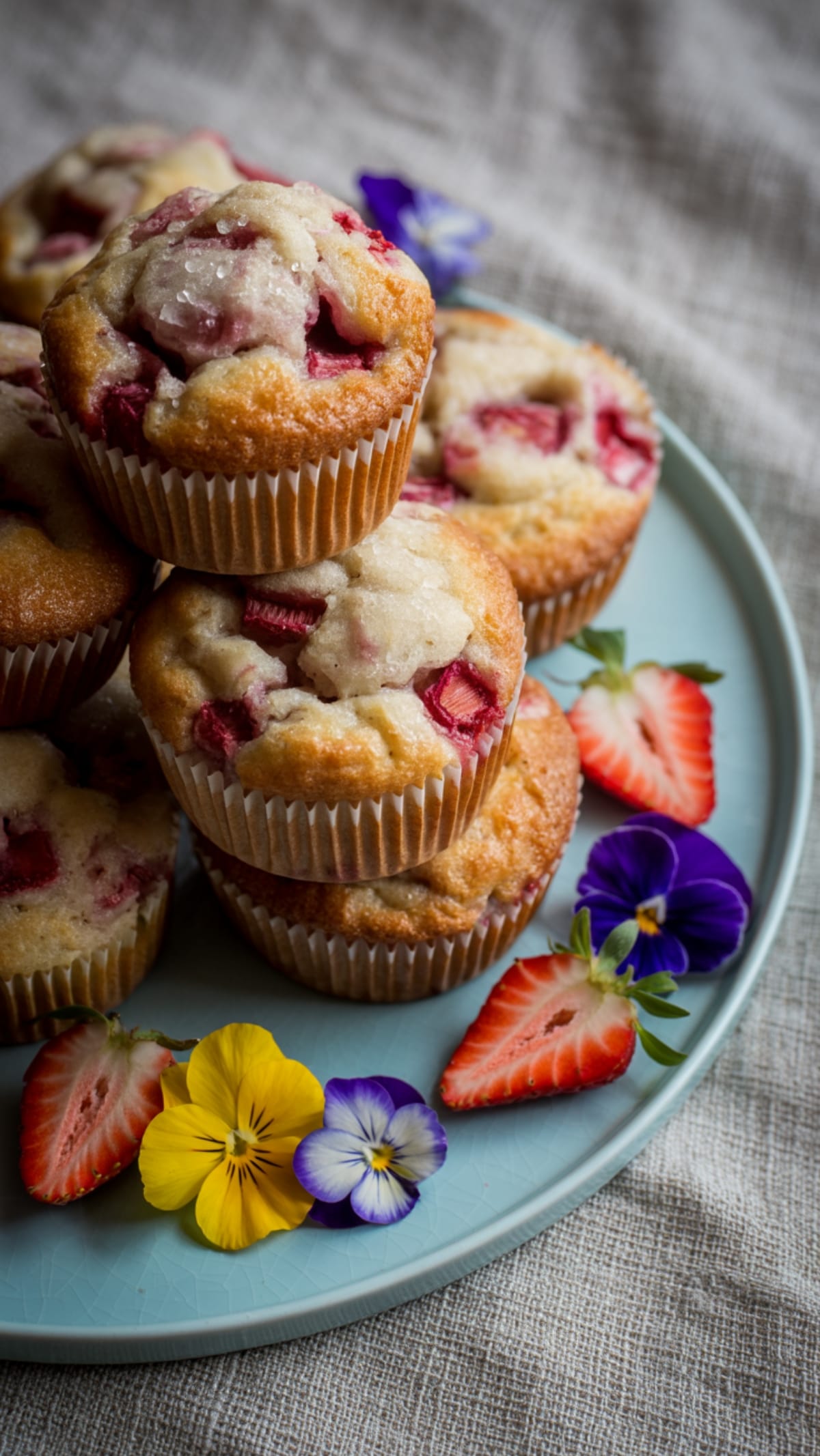 Spring Breakfast: Strawberry Rhubarb Muffins with Streusel Top