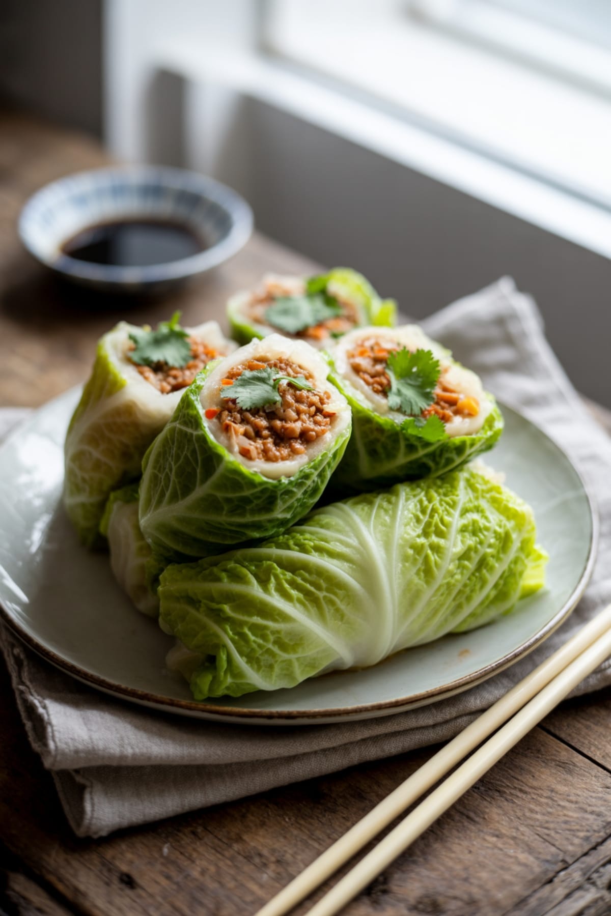 Steamed Asian Napa Cabbage Rolls Recipe