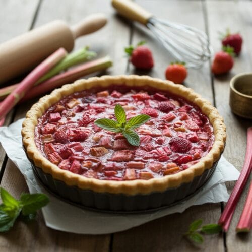 Strawberry Rhubarb Custard Pie