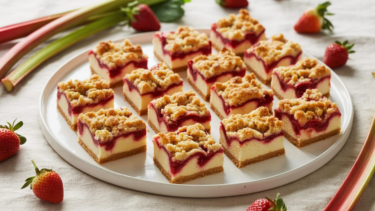 Strawberry Rhubarb Streusel Cheesecake Bars: A Spring Dessert Dream Come True