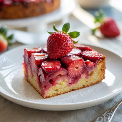 Strawberry Rhubarb Upside Down Cake