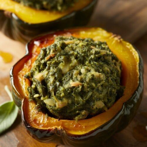 Stuffed Acorn Squash with Creamed Spinach