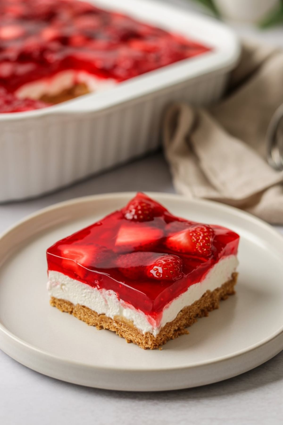 Sweet & Salty Strawberry Pretzel Salad with Frozen Fruit