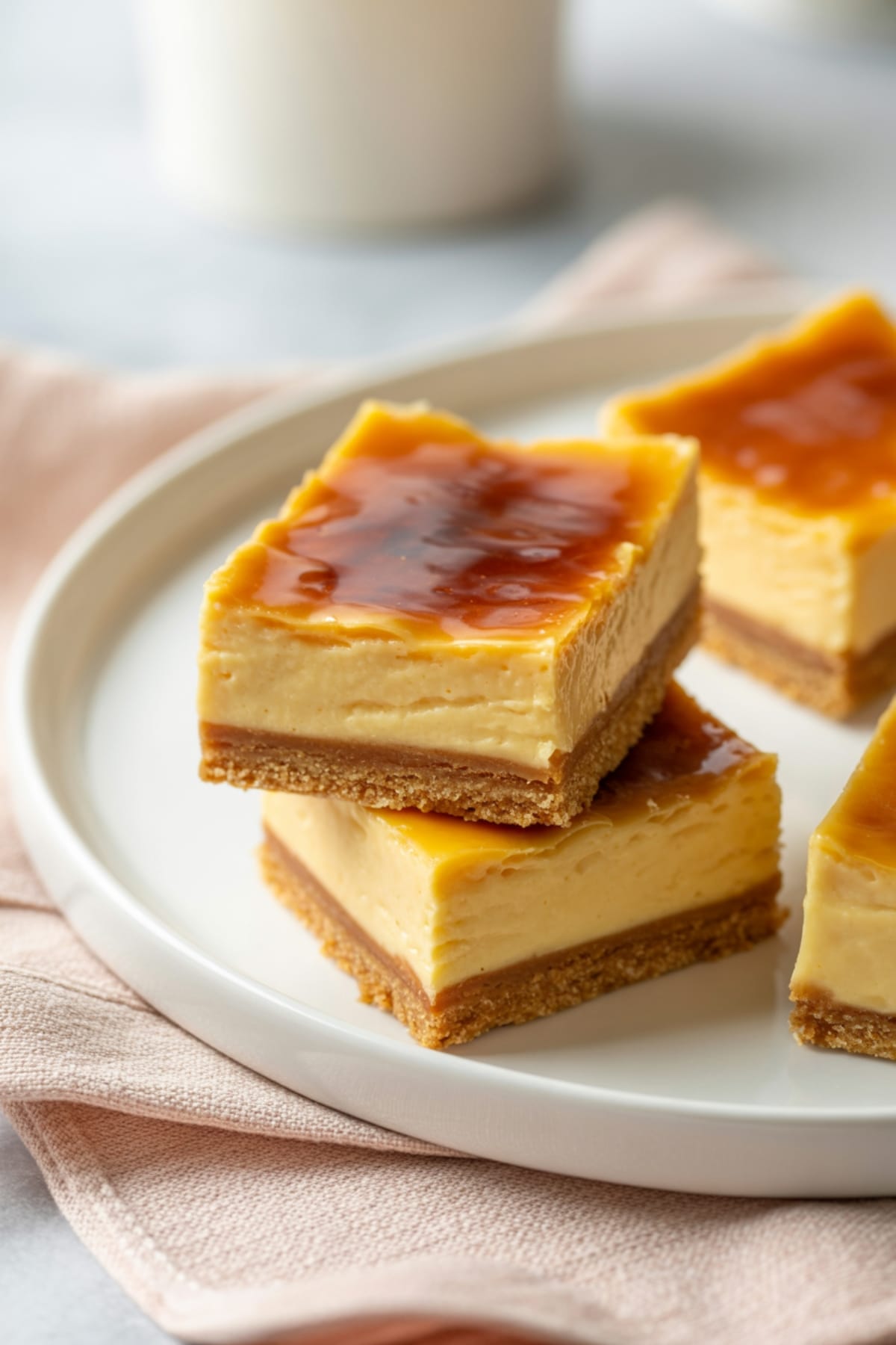 Vanilla Bean Cheesecake Bars With Torched Brulee Topping
