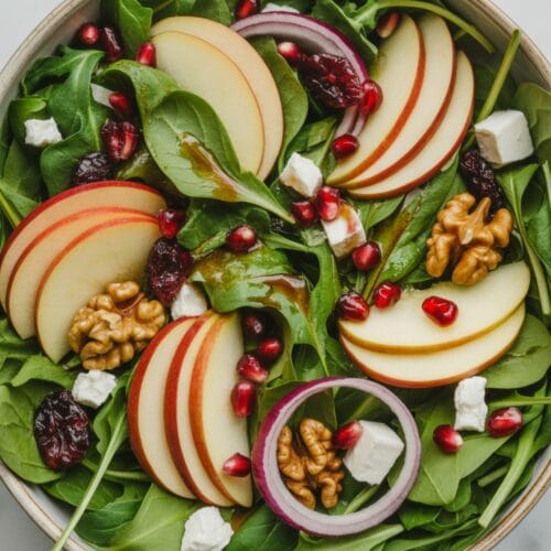 Apple and Pomegranate Feta Cheese Salad with Balsamic Vinaigrette