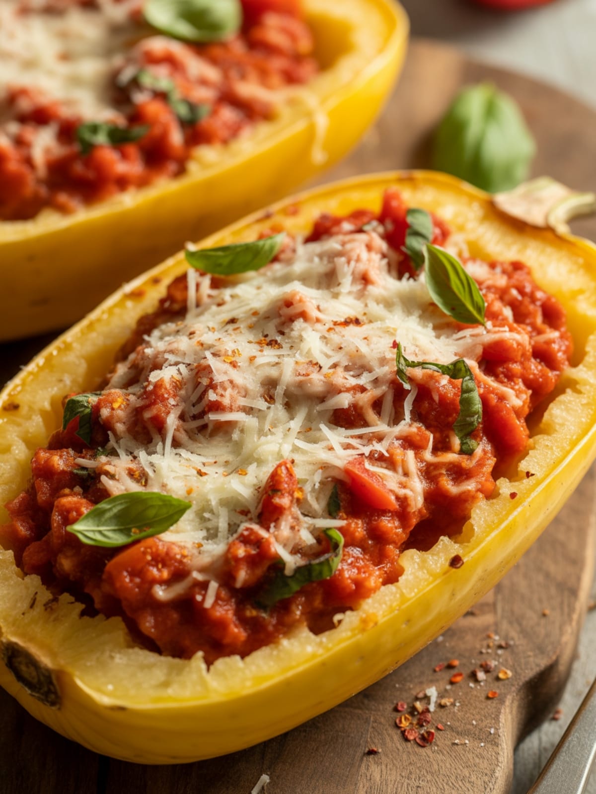 Baked Spaghetti Squash With Tomato Flavors