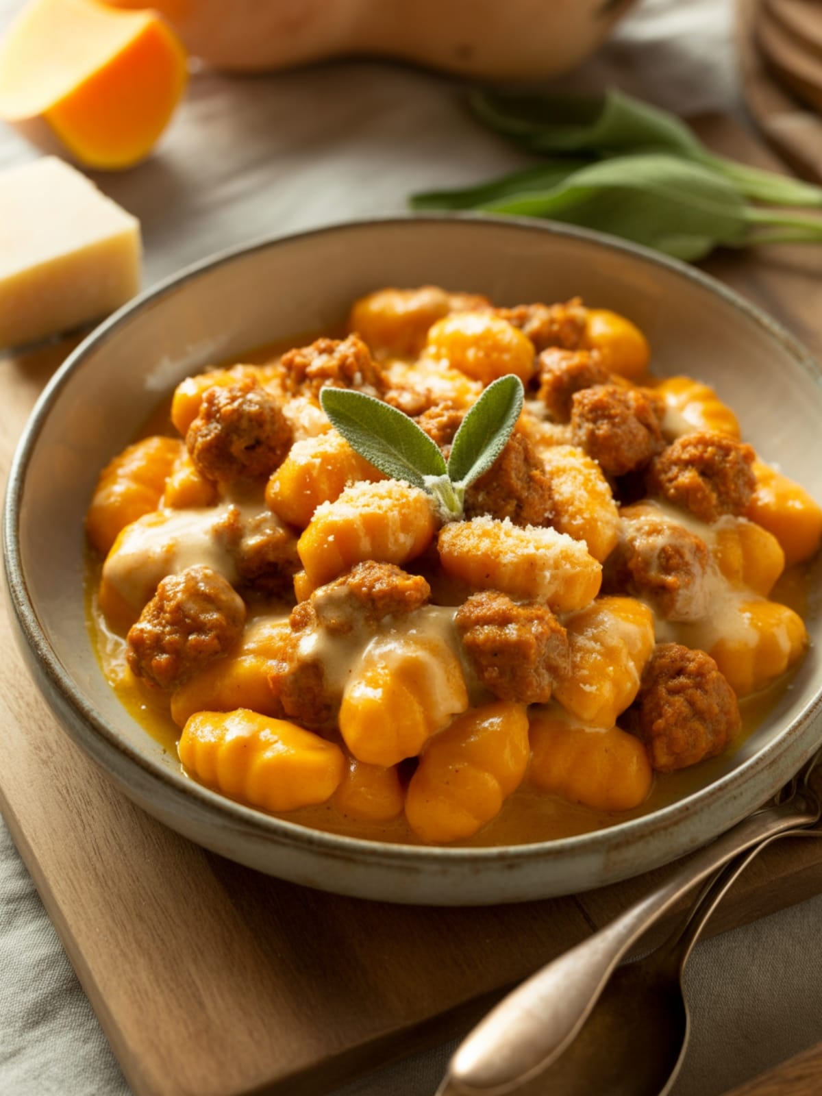 Creamy Butternut Squash Gnocchi with Sausage Dinner