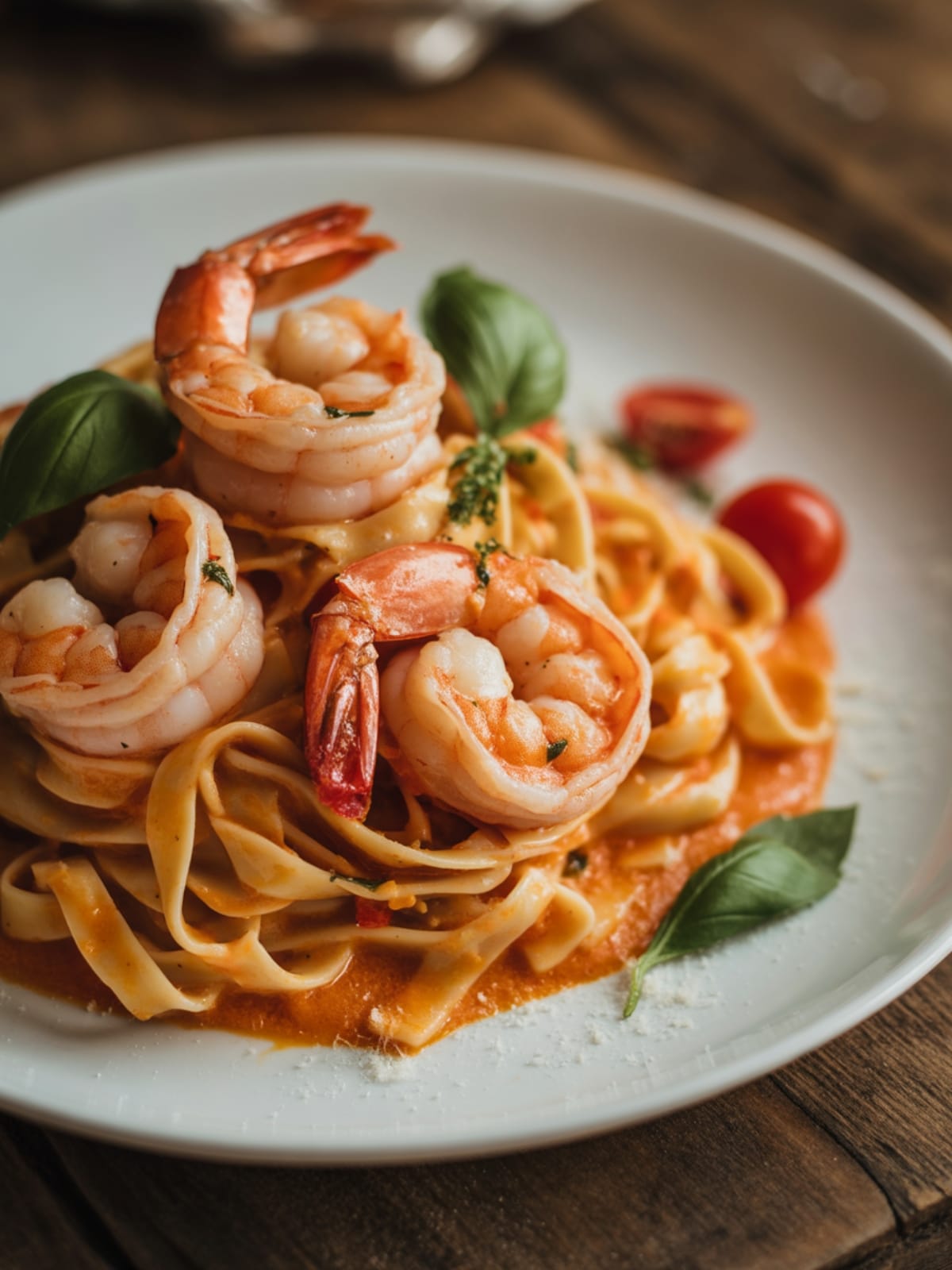 Creamy Shrimp Fettuccine with Roasted Pepper Sauce