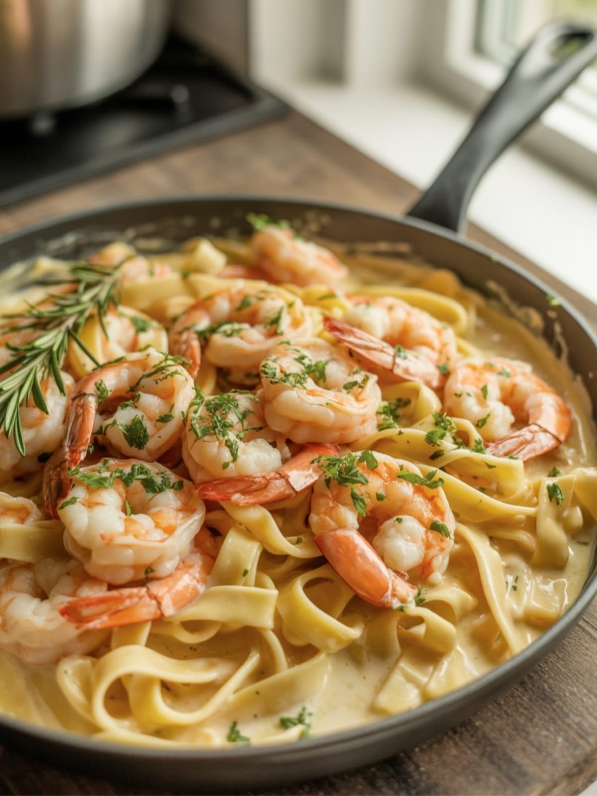 Easy Creamy Garlic Shrimp Pasta Dinner