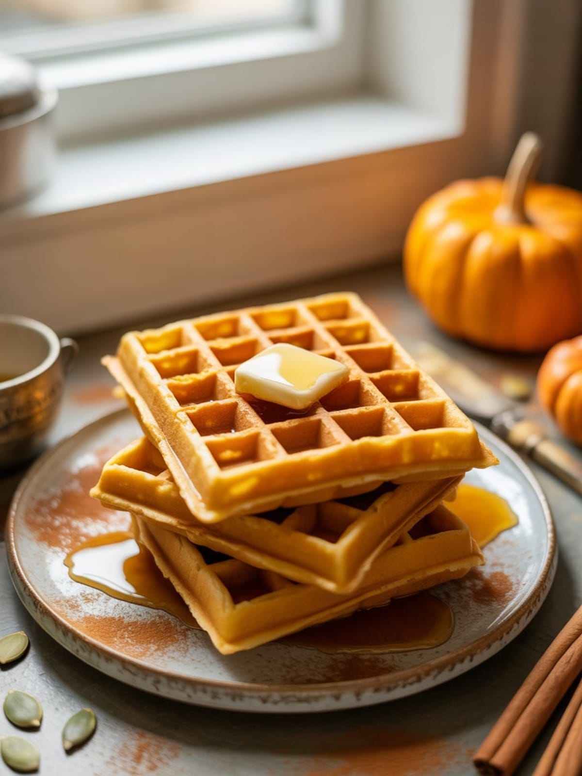 Easy Vegan Pumpkin Spice Waffles