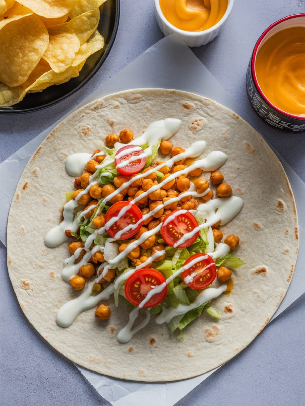 Healthy Chickpea Wrap With Buffalo Flavor