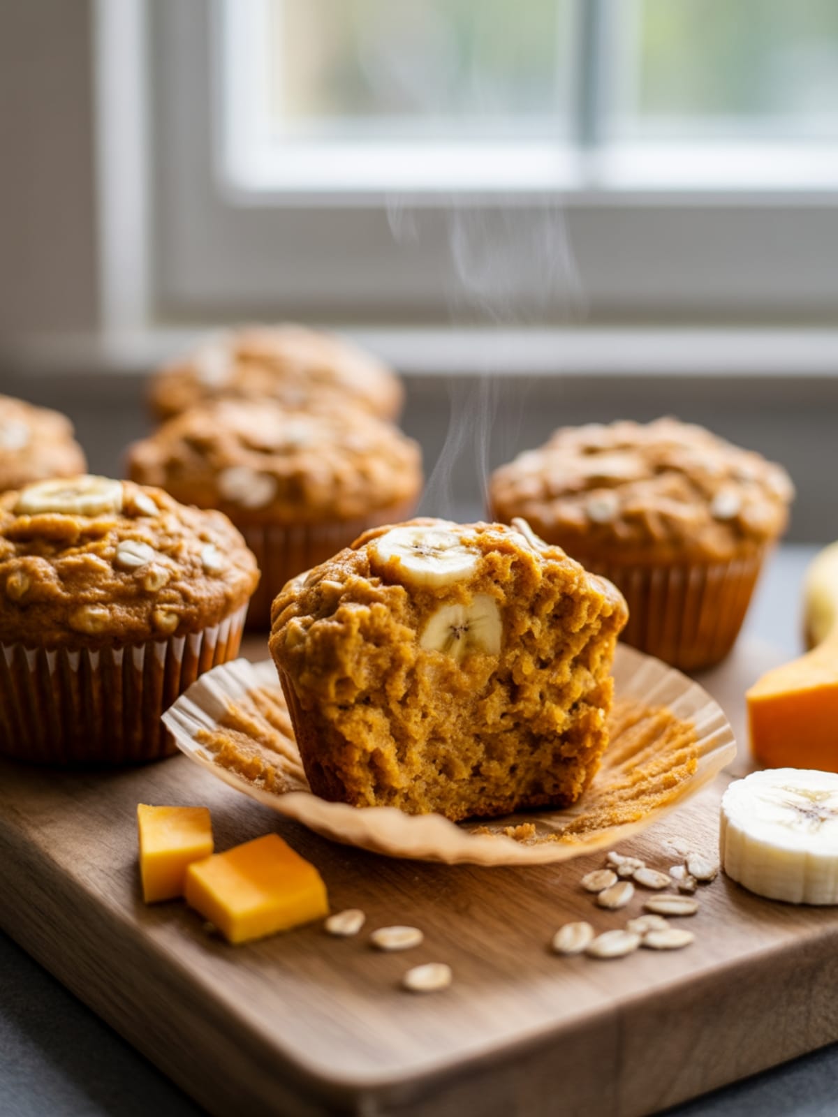 Healthy Pumpkin Banana Oat Muffins For Busy Mornings