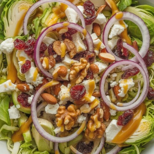 Hot Honey Mustard Brussel Sprout Salad