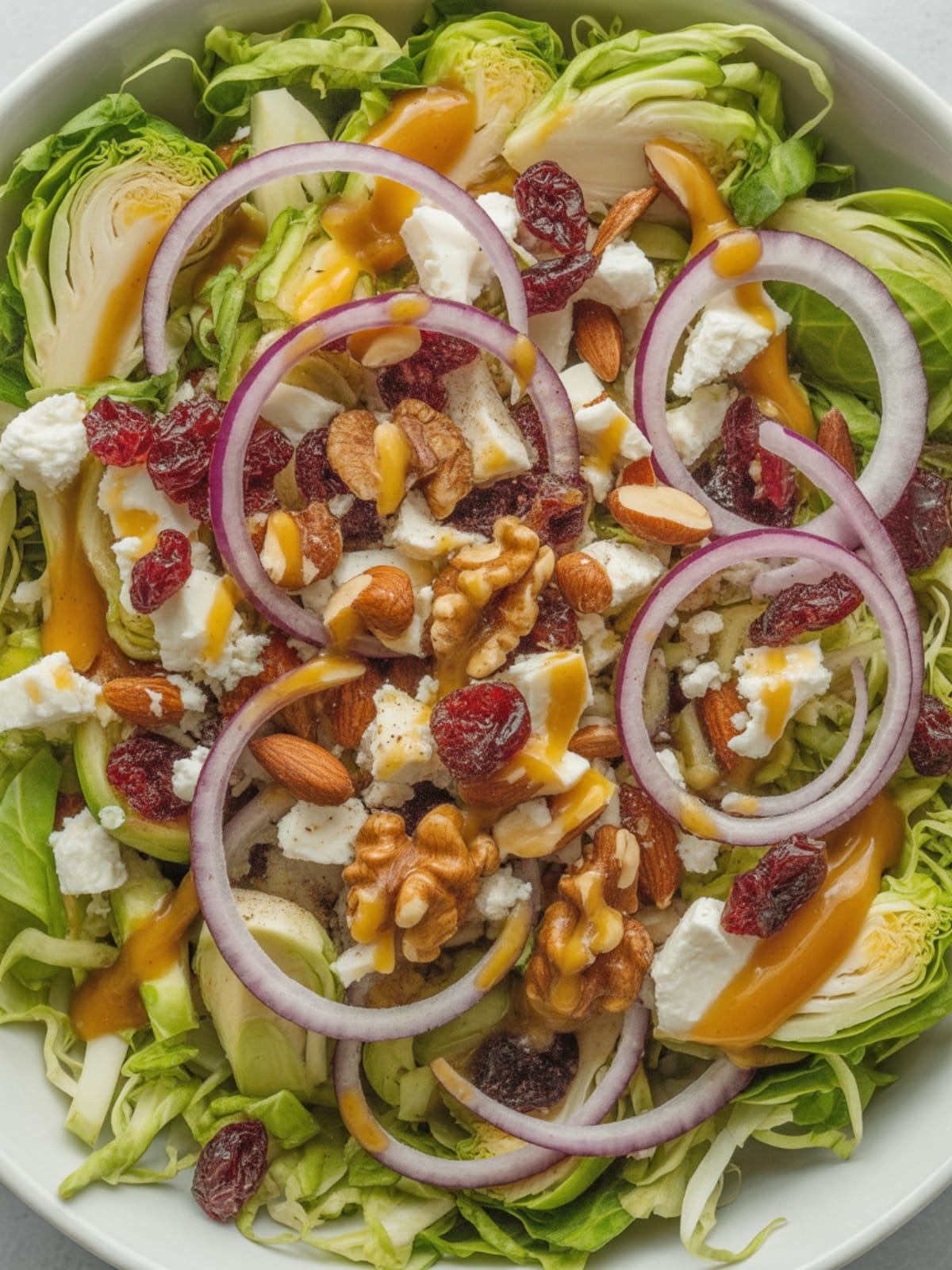Hot Honey Mustard Brussels Sprout Salad