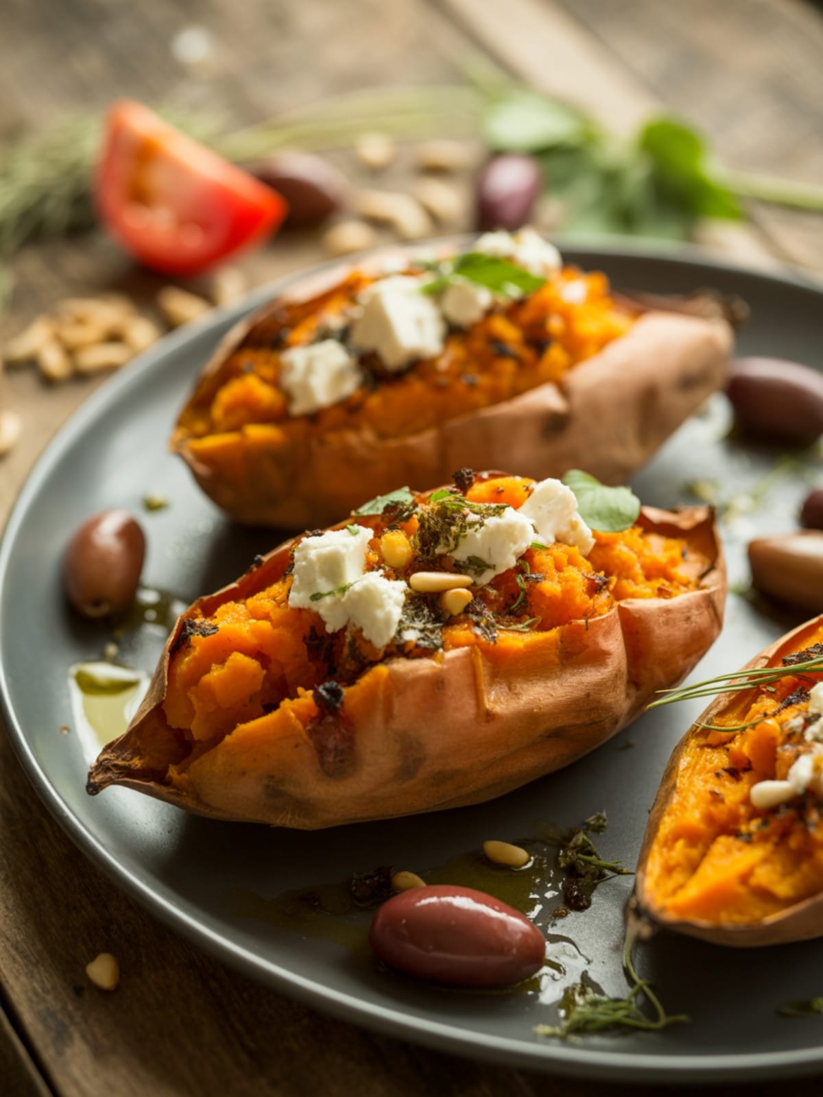 Mediterranean Baked Sweet Potatoes