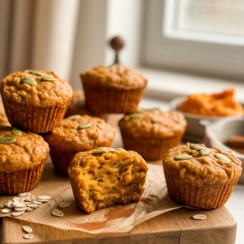 One-Bowl Healthy Pumpkin Oatmeal Muffins