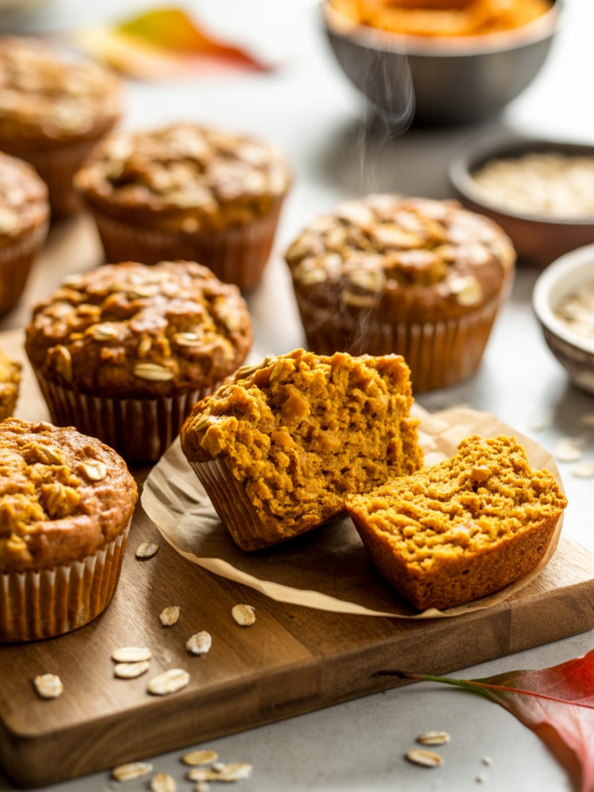 One-Bowl Healthy Pumpkin Oatmeal Muffins