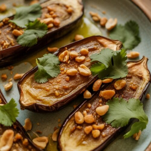Peanut Butter & Miso Roasted Aubergines