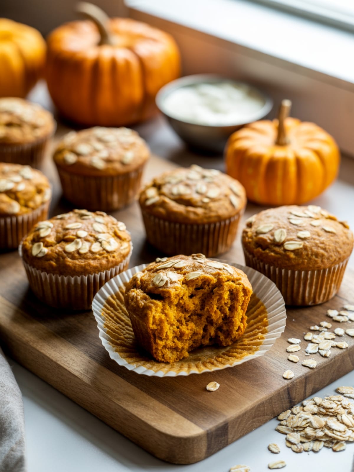 Pumpkin Oat Greek Yogurt Muffins Recipe