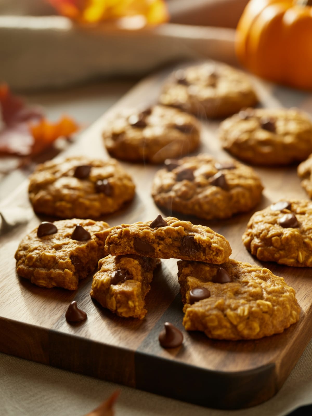 Pumpkin Oatmeal Chocolate Chip Fall Cookies