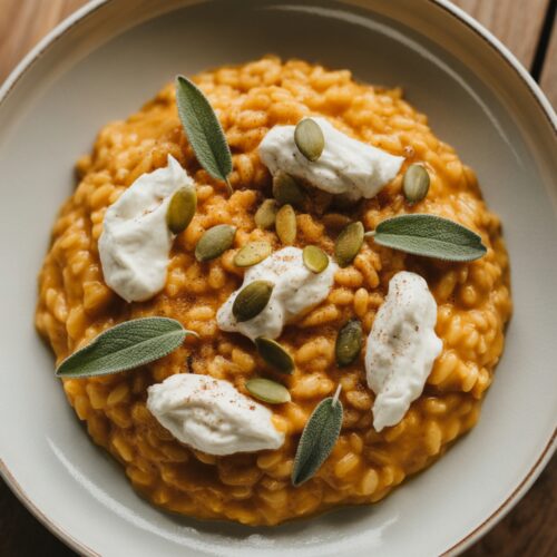 Pumpkin Risotto with Goat Cheese