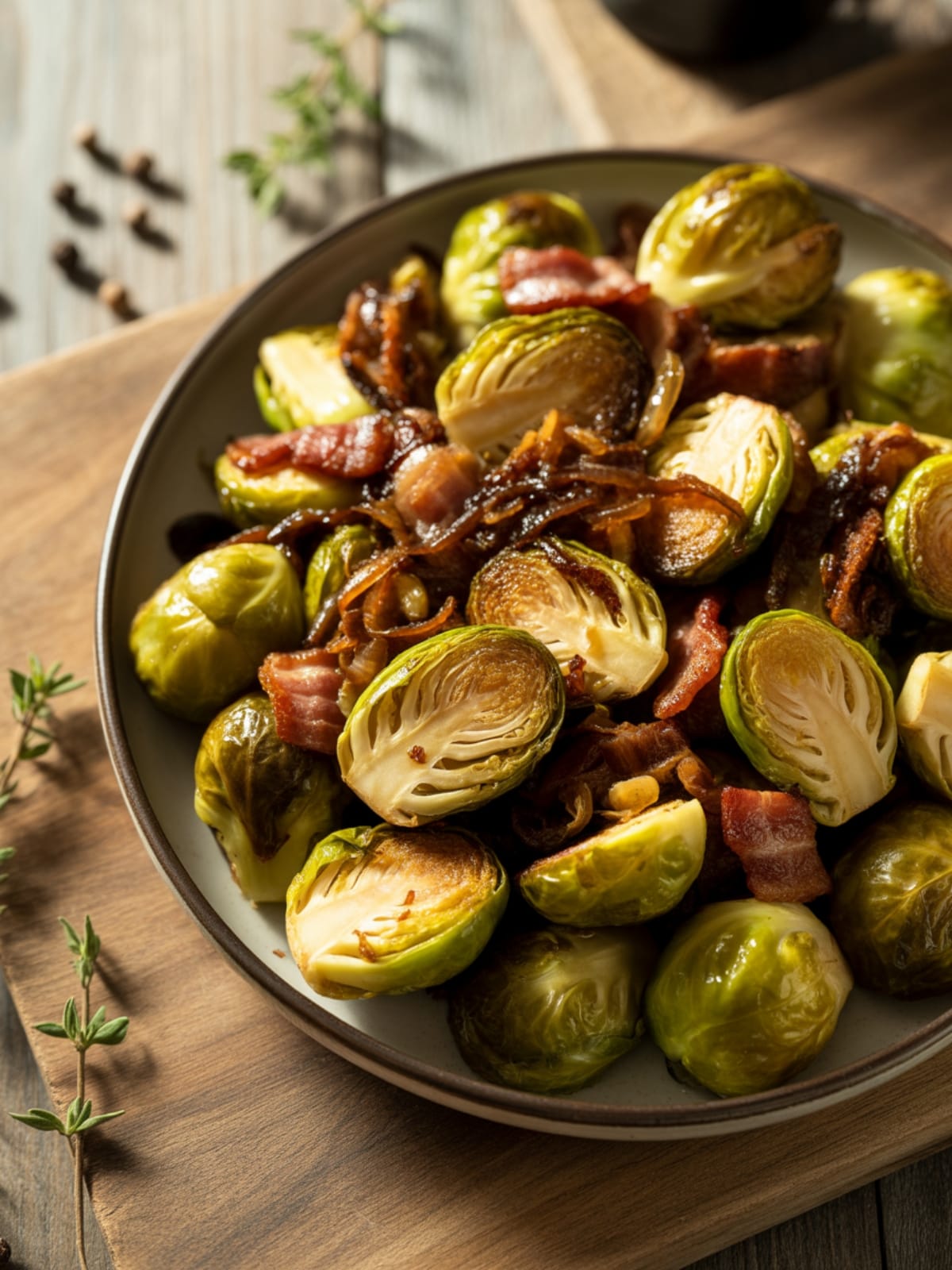 Roasted Brussels Sprouts with Bacon and Balsamic