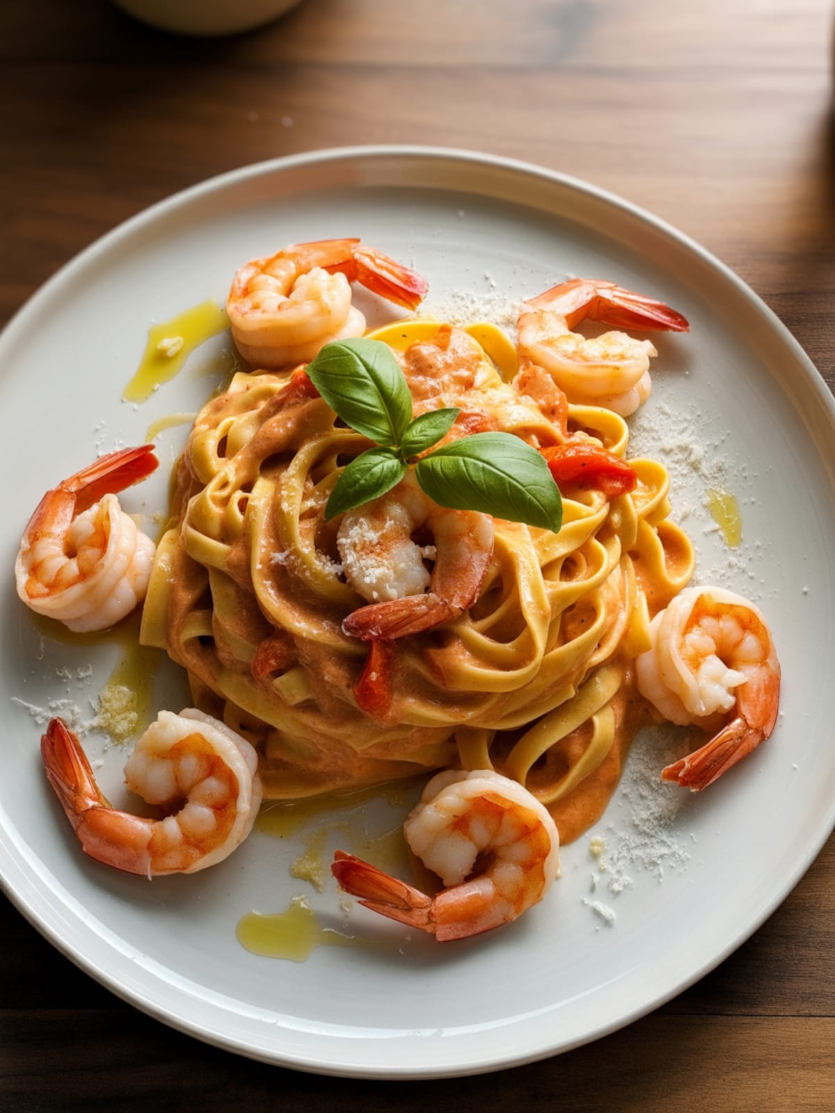 Shrimp Fettuccine with Roasted Pepper Sauce: A Creamy Seafood Pasta Dream