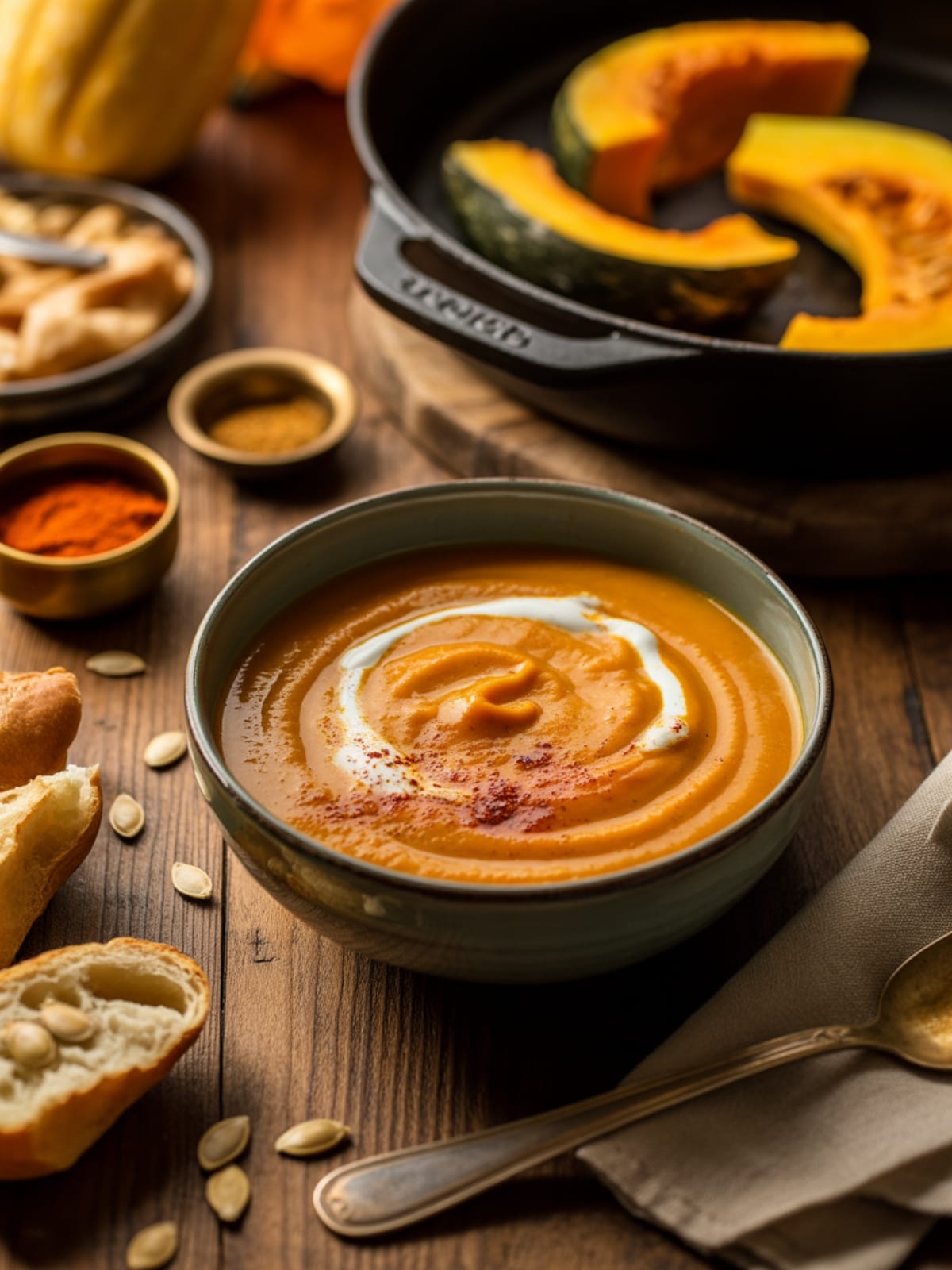 Spicy Roast Pumpkin Soup Spanish Inspired