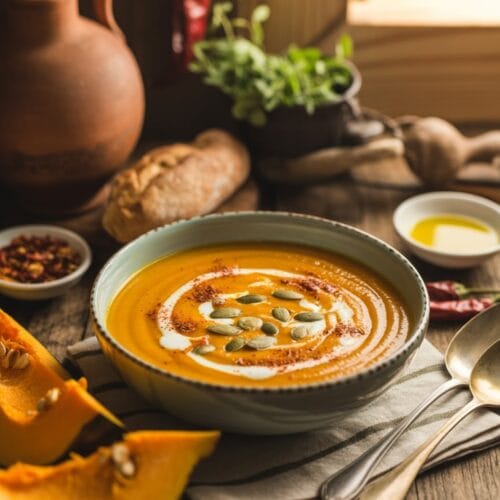 Spicy Roast Pumpkin Soup - Spanish Style