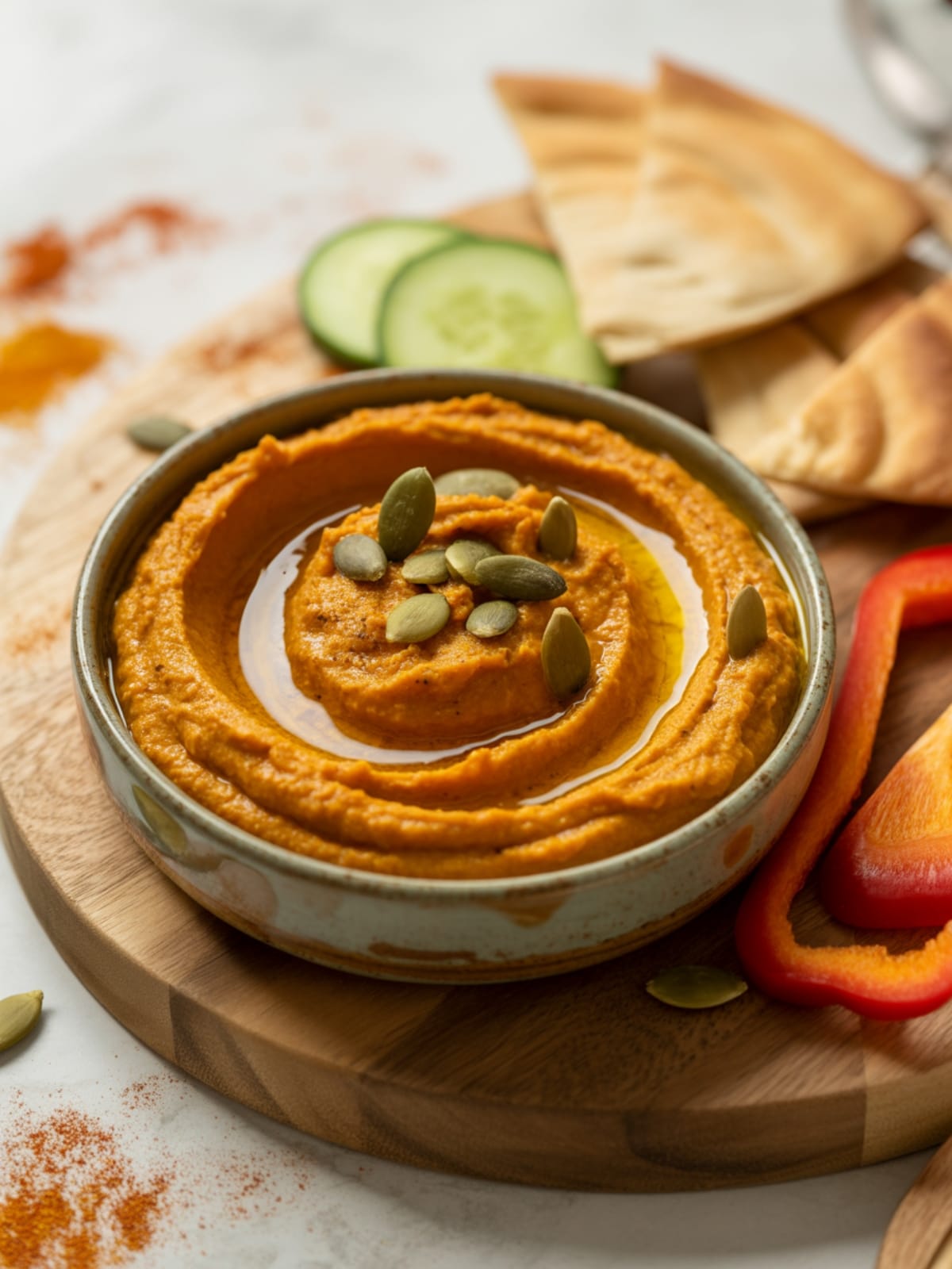 Vegan Savory Pumpkin Sage Hummus Dip