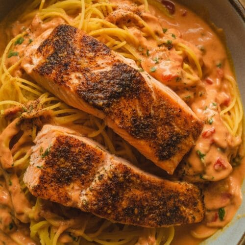 Cajun Salmon Pasta (with Spaghetti Squash or Linguine)