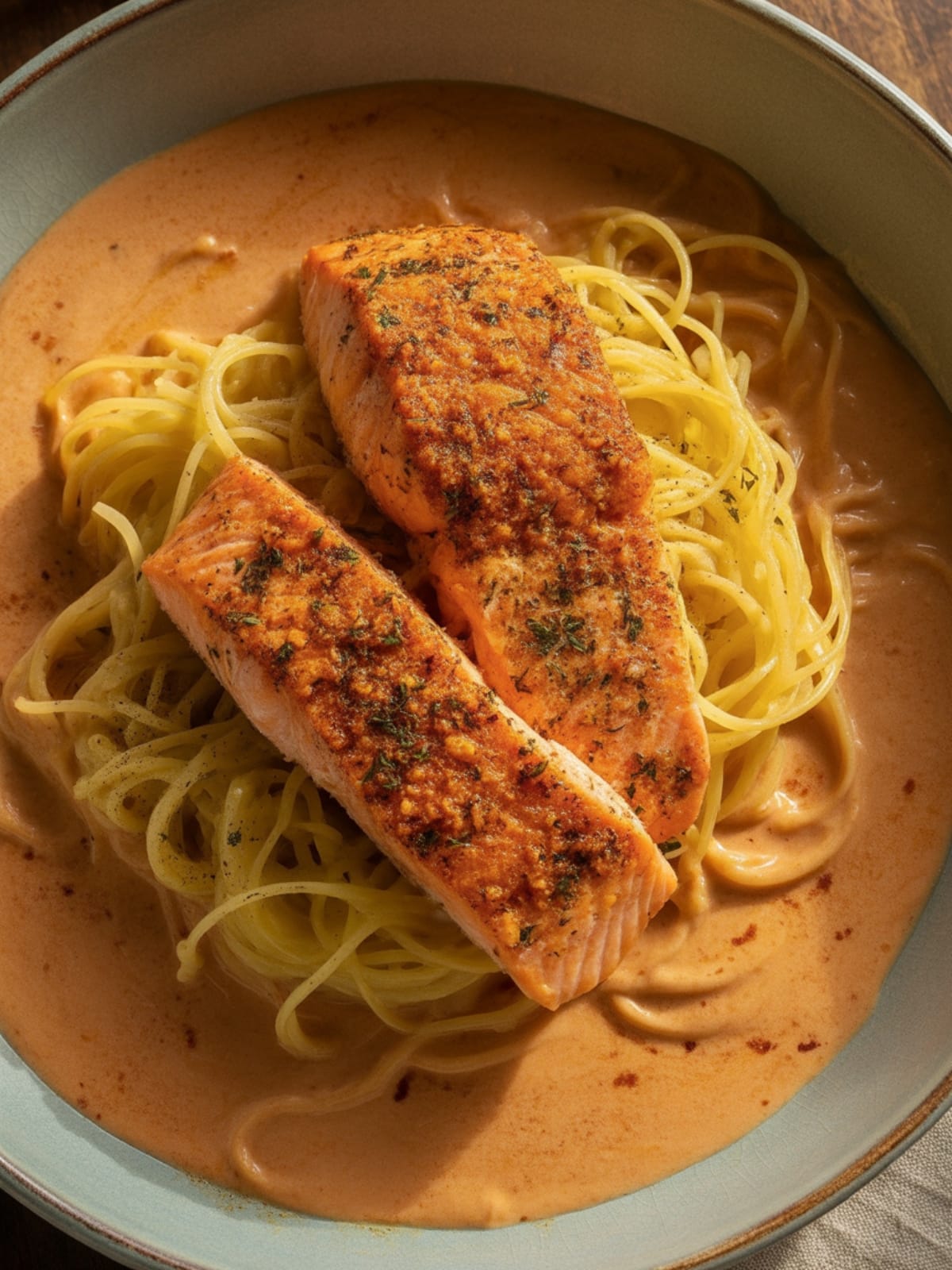 Cajun Salmon Pasta with Spaghetti Squash