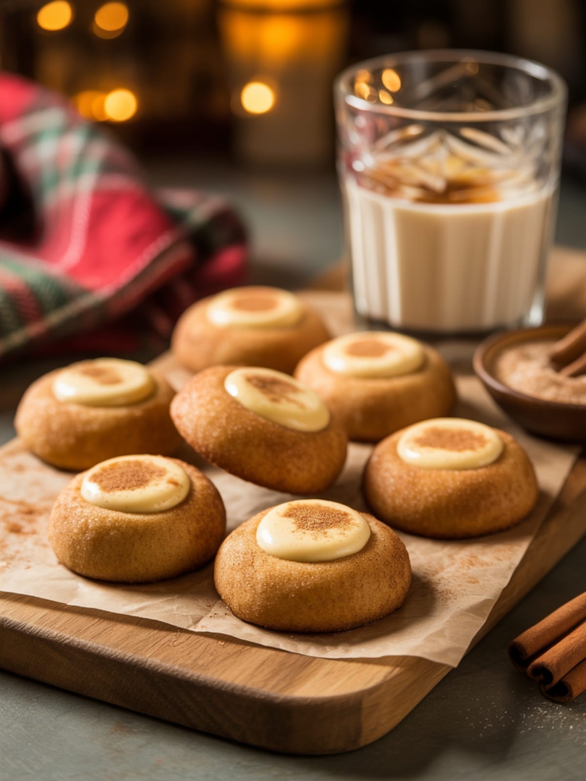 Eggnog Snickerdoodle Thumbprint Cookies