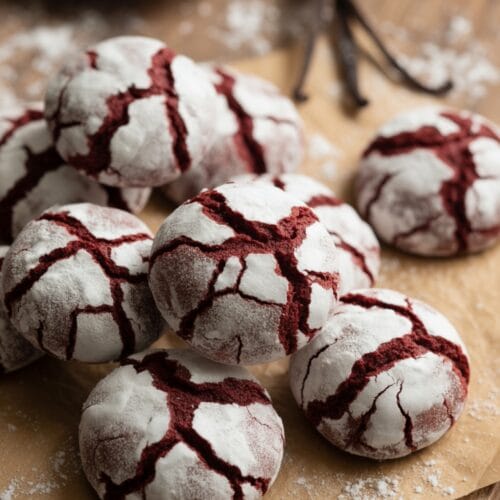 Fudgy Red Velvet Crinkle Cookies Recipe
