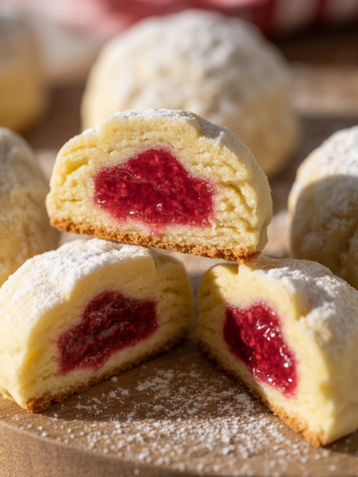 Raspberry Filled Almond Snowball Cookies: A Festive Winter Delight That Melts in Your Mouth