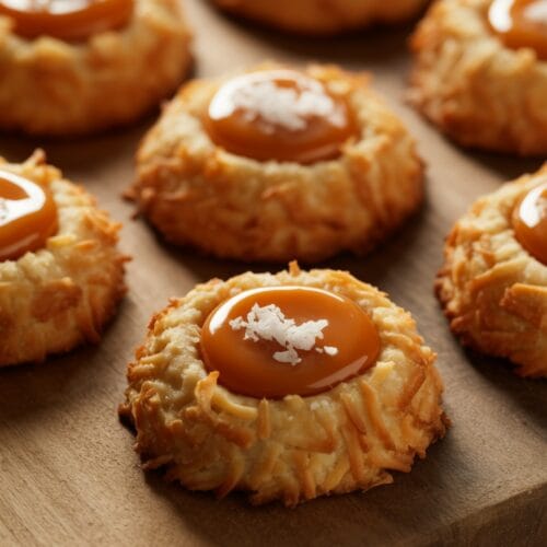 Salted Caramel Coconut Thumbprint Cookies
