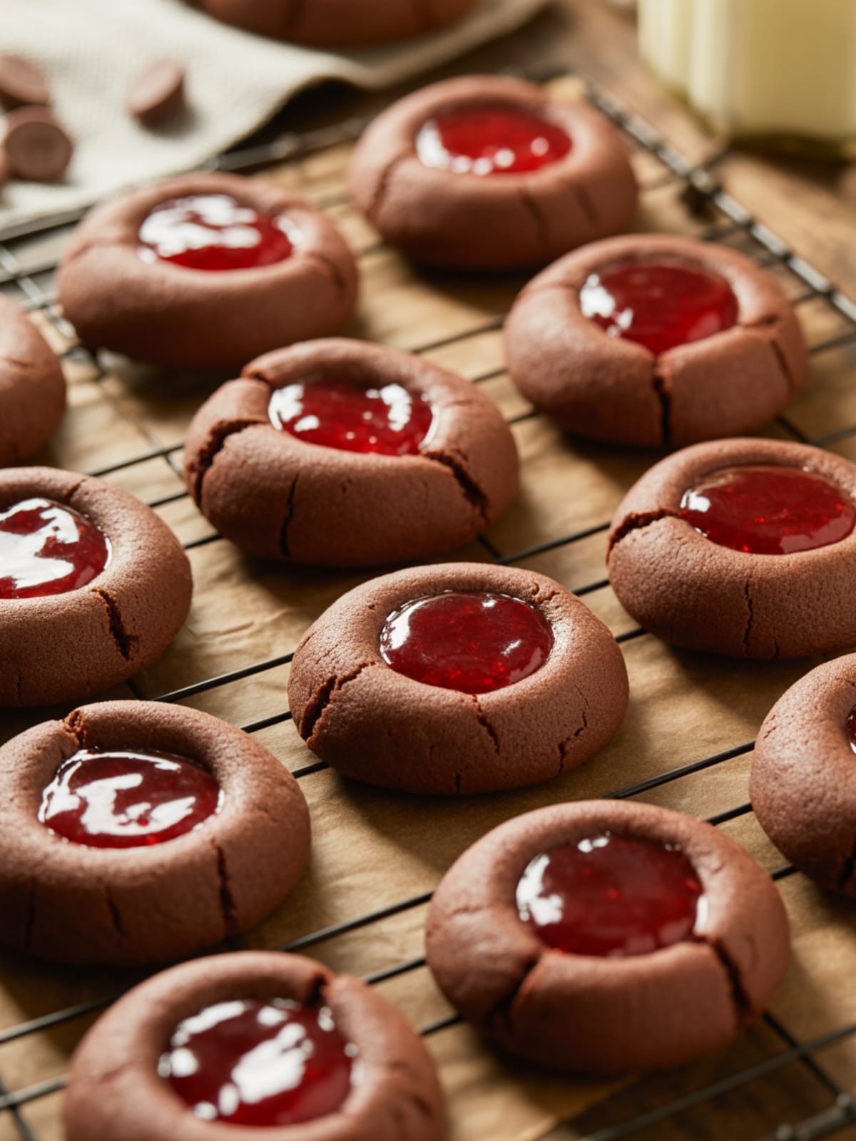 Strawberry Chocolate Thumbprint Cookies