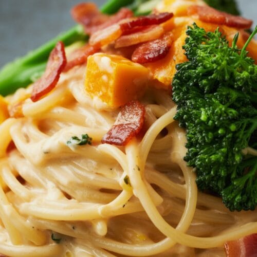 Winter Squash Carbonara with Broccoli Rabe