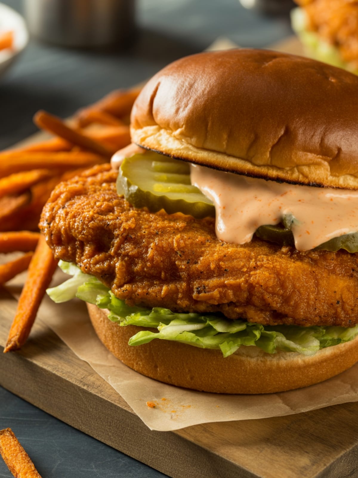 Crispy Air Fryer Spicy Chicken Sandwich Easy Dinner