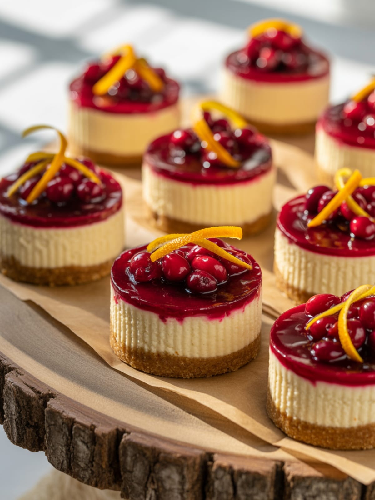 Festive Orange Cranberry Cheesecakes