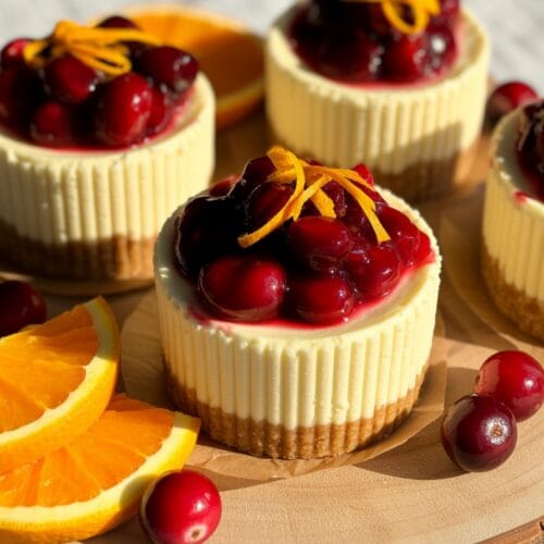 Festive Orange Cranberry Cheesecakes