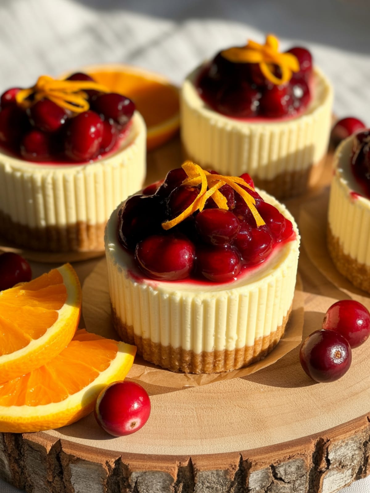 Festive Orange Cranberry Cheesecakes