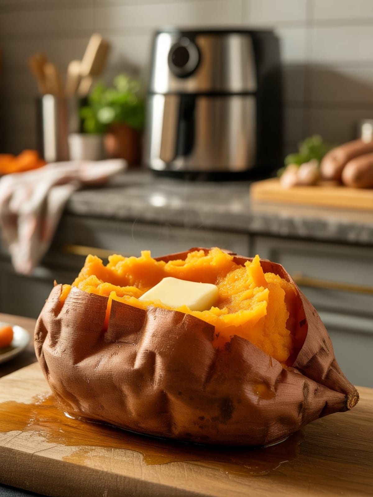 Perfect Air Fryer Baked Sweet Potato: Crispy Outside, Fluffy Inside