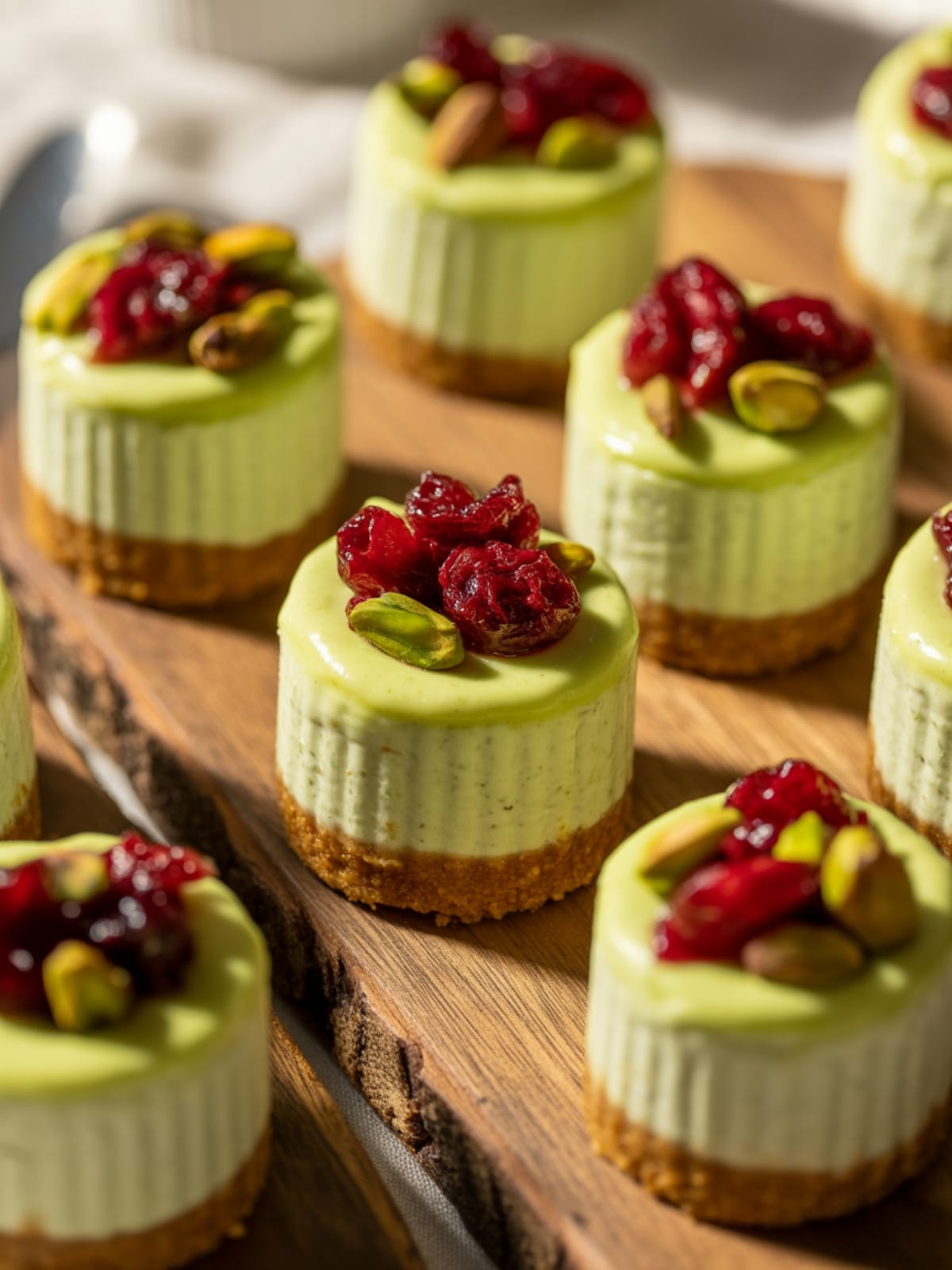 Pistachio Cranberry Cheesecake Bites